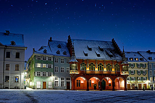 冬天,老,城镇,圣诞节,时间,布赖施高,巴登符腾堡,德国,欧洲