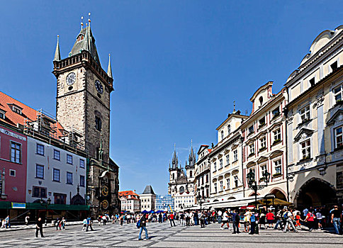 华美,建筑,老,城镇,市政厅,布拉格,捷克共和国,欧洲