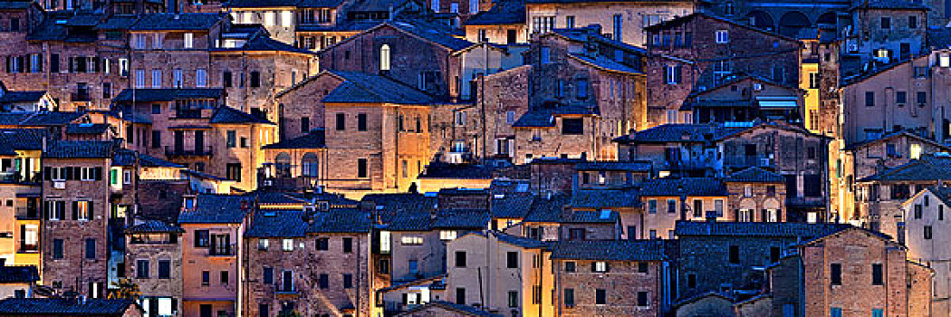 老建筑,背景,夜晚,锡耶纳,意大利