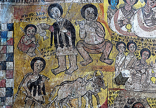 历史,帆布,绘画,教堂,区域,埃塞俄比亚,非洲