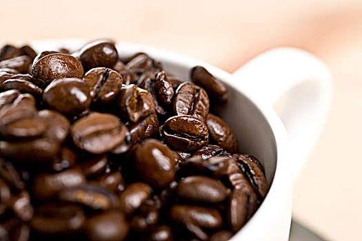 咖啡杯,满,咖啡豆,棚拍