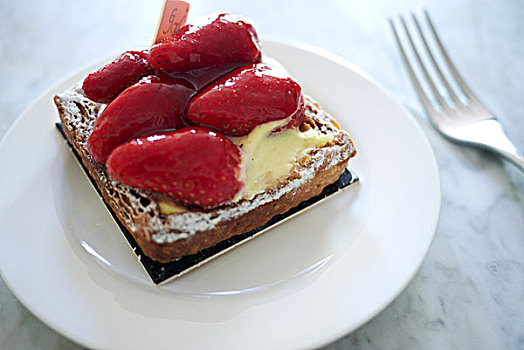 特写,草莓,法式甜饼