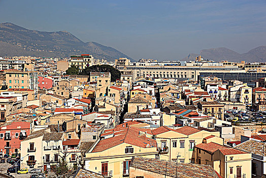 风景,屋顶,大教堂,城市,巴勒莫,西西里,意大利,欧洲