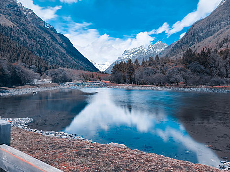 雪山下的河流