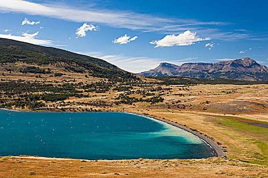 智利,麦哲伦省,区域,托雷德裴恩国家公园,泻湖,俯视图