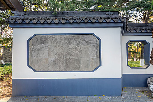 砖雕园林墙,南京莫愁湖公园园林建筑