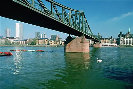 悬桁,桥,河,干流,法兰克福,德国