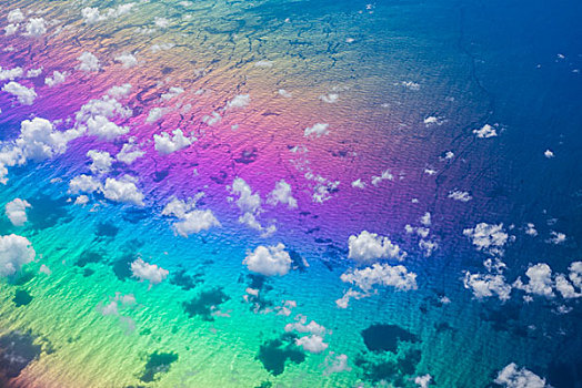 维京群岛,航拍,云,彩虹,上方,加勒比海