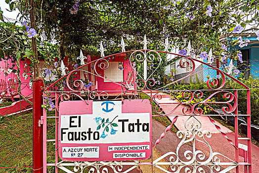 粉色,房子,楼梯,居住环境,古巴,旅行,岛屿,大安的列斯群岛