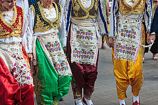 四个,土耳其人,舞者,传统服饰,跳舞,传统,瓦尔纳,民俗,节日