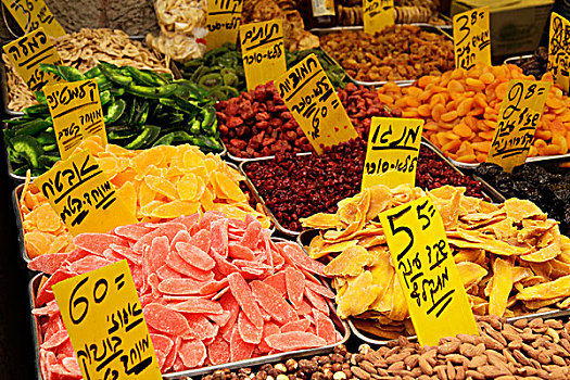 干燥,水果,销售,市场,耶路撒冷,以色列,中东
