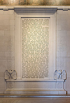 铭刻,葛底斯堡,地址,亚伯拉罕-林肯,室内,林肯纪念堂,华盛顿特区