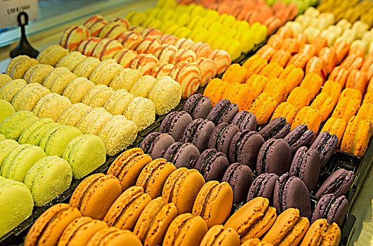 特写,彩色,蛋白杏仁饼干,糕点店,陈列柜,布列塔尼半岛,法国