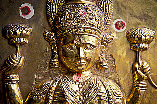 女神,黄金,饰品,大象,节日,喀拉拉,印度南部,印度,亚洲