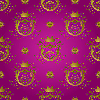 皇家,无缝,重复,背景,设计,紫色,黄金