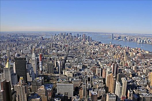 金融区,帝国大厦,看,曼哈顿,纽约,美国