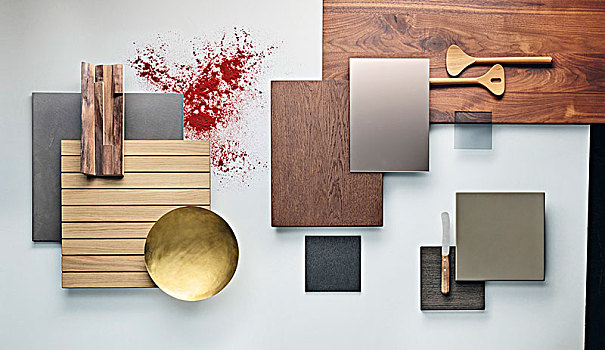 选择,水泥,木头,黄铜,玻璃,厨柜