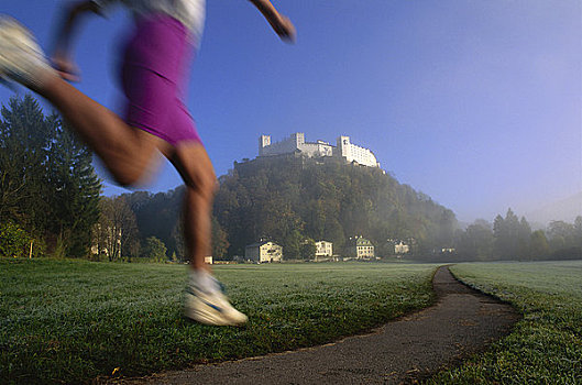 女人,跑,萨尔茨堡,奥地利