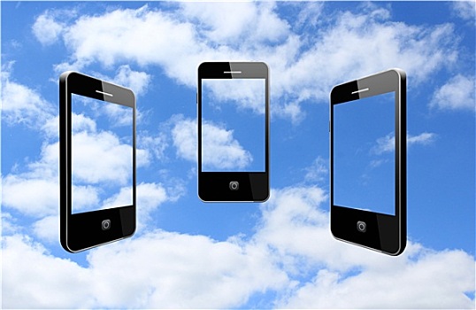 三个,现代,手机,天空