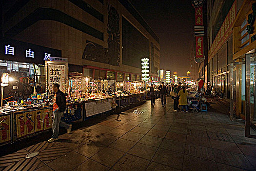 购物中心,街道,夜晚,大连,中国