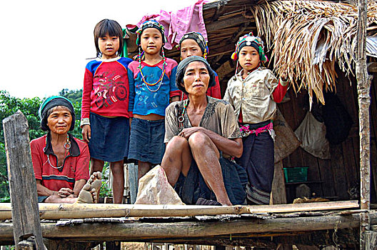 老挝,阿卡族,家庭,乡村