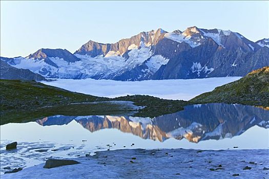 高山湖,反射,阿尔卑斯山,自然公园,奥地利