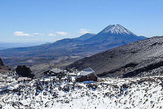 风景,攀升,滑雪,屋舍,前景,世界遗产,景象,东加里罗国家公园,北岛,新西兰,大洋洲