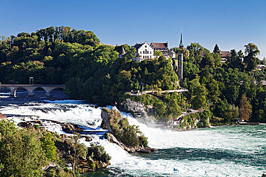 莱茵瀑布,劳芬,城堡,沙夫豪森,瑞士,欧洲