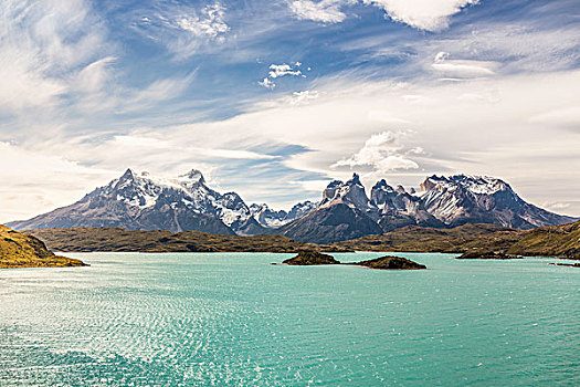 山景,灰色,湖,大,托雷德裴恩国家公园,智利