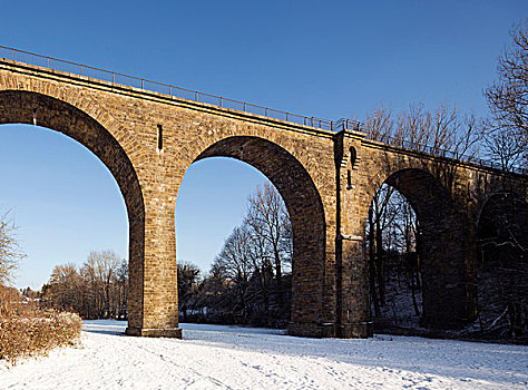 冬季风景,铁路桥,靠近,亚琛,北莱茵威斯特伐利亚,德国