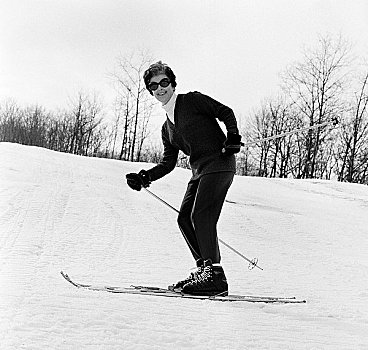 高兴,女人,滑雪