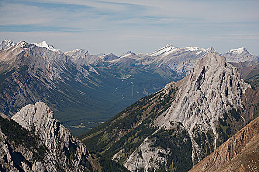 山峰,山谷,地面,山,艾伯塔省,加拿大