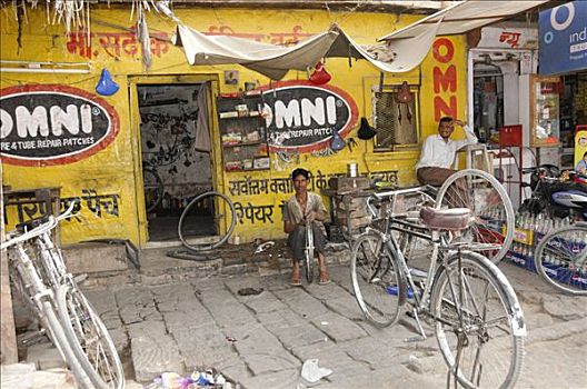 自行车店,靠近,拉贾斯坦邦,北印度,亚洲