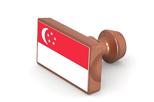 木质,图章,新加坡,旗帜