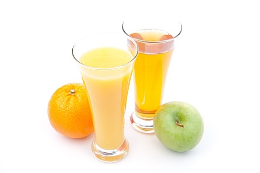 玻璃,苹果汁,靠近,橙汁