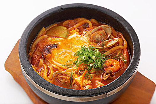 韩国,盘子,海鲜,火锅