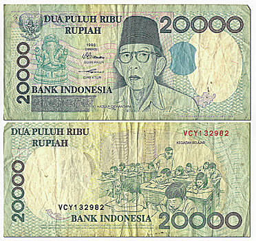老,货币,正面,背影,印度尼西亚,1998年