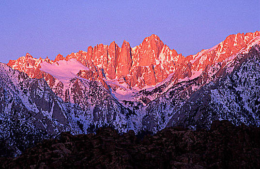 冬天,黎明,惠特尼山,阿拉巴马山丘,红杉国家公园,内华达山脉,加利福尼亚