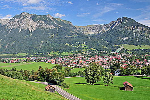 奥伯斯多夫,山,背影,右边,地区,巴伐利亚,德国,欧洲
