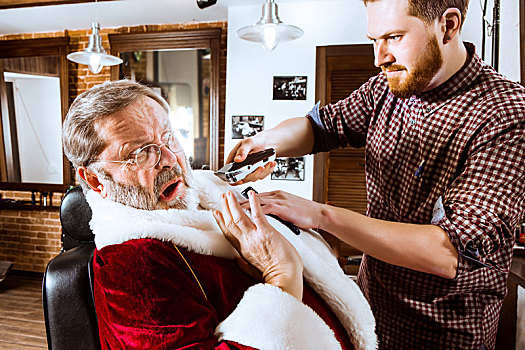 圣诞老人,剃,理发师