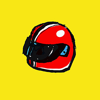 插画,红色,头盔,黄色背景