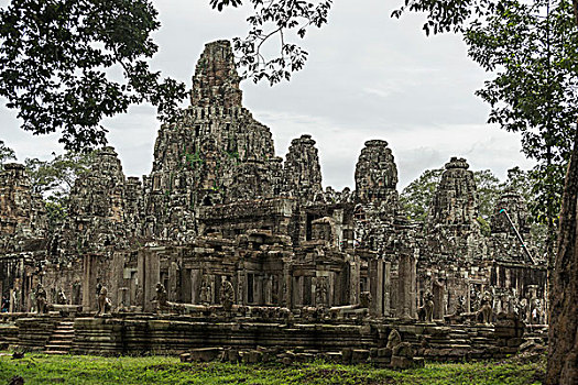 印象深刻,脸,巴戎寺,寺院,建造,国王,结束,12世纪,吴哥,收获,柬埔寨