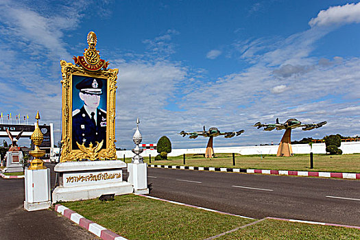 入口,翼,空军,机场,泰国,亚洲