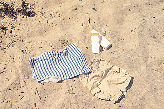 衣服,沙滩,太阳,膏液