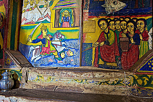 墙壁,壁画,室内,16世纪,基督教,寺院,教堂,湖,埃塞俄比亚