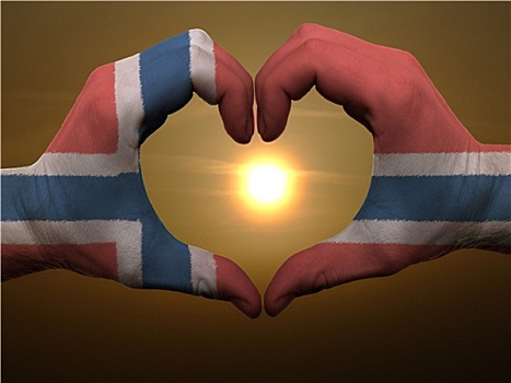 心形,喜爱,手势,彩色,挪威,旗帜