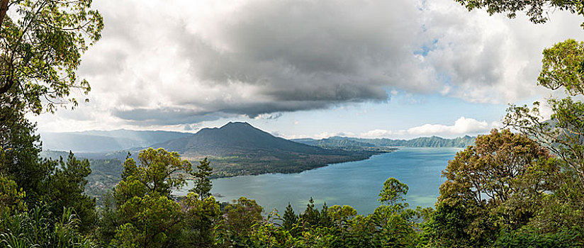 风景,湖,巴图尔,火山,攀升,巴厘岛,印度尼西亚,亚洲