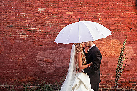 新郎,新娘,白人,伞
