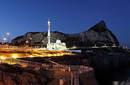 清真寺,欧洲,直布罗陀,夜晚