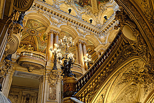 楼梯,加尼叶歌剧院,巴黎,法国,欧洲